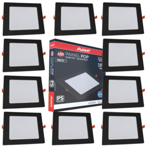 10 Luminária de Gesso Painel Plafon Quadrado Embutir 18w 6500k Bivolt