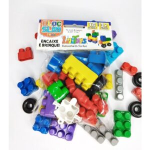 10 Pct Bloco De Montar 16 Peças com Rodinha Brinquedo