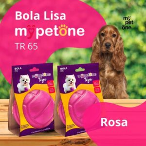 2 Bola Lisa Maciça MyPetOne Rosa 65mm Brinquedo Resistente Para Cães