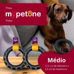 2 Pneu Mordedor de Borracha MyPetOne Médio Para Cachorro Brinquedo