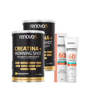 2 Potes de Creatina Monohidratada Morning Shot e Hidratante Facial