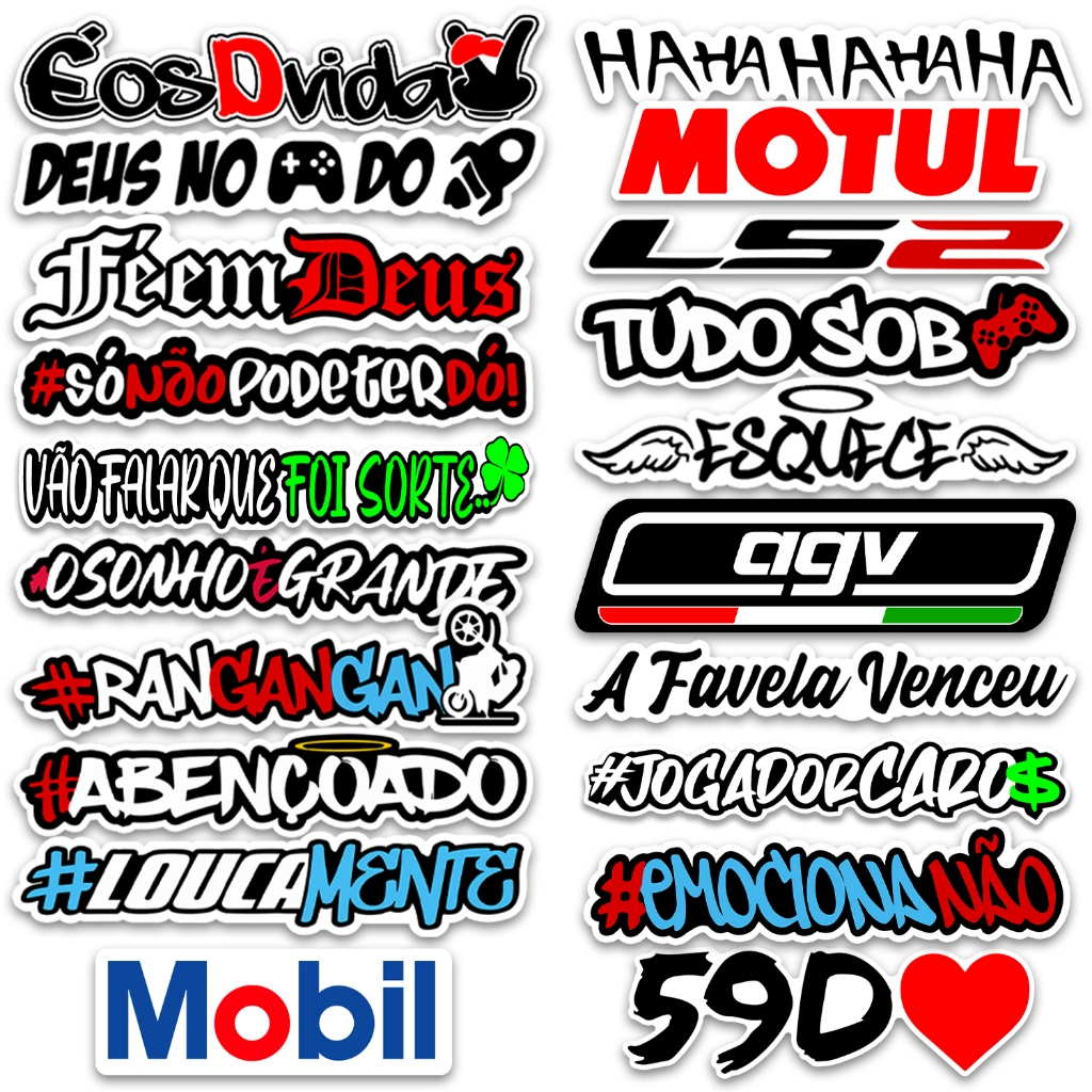 20 Adesivos Melhores Frases Carro Moto Bike Bag Caderno Notebook