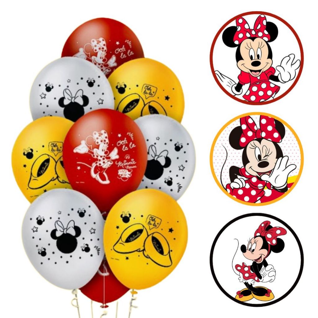 25~125 Balão Minnie Mouse Festa Redondo 9 Pol. Regina