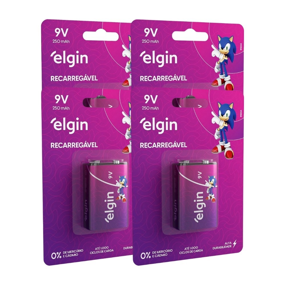 4 Baterias Recarregável 250mah 9v Sensor Brinquedo Elgin