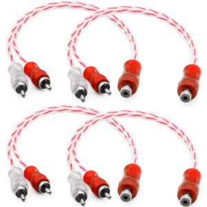 4 Cabo Y Rca Blindado 1 Femea 2 Macho Injetado Vermelho 4mm Som
