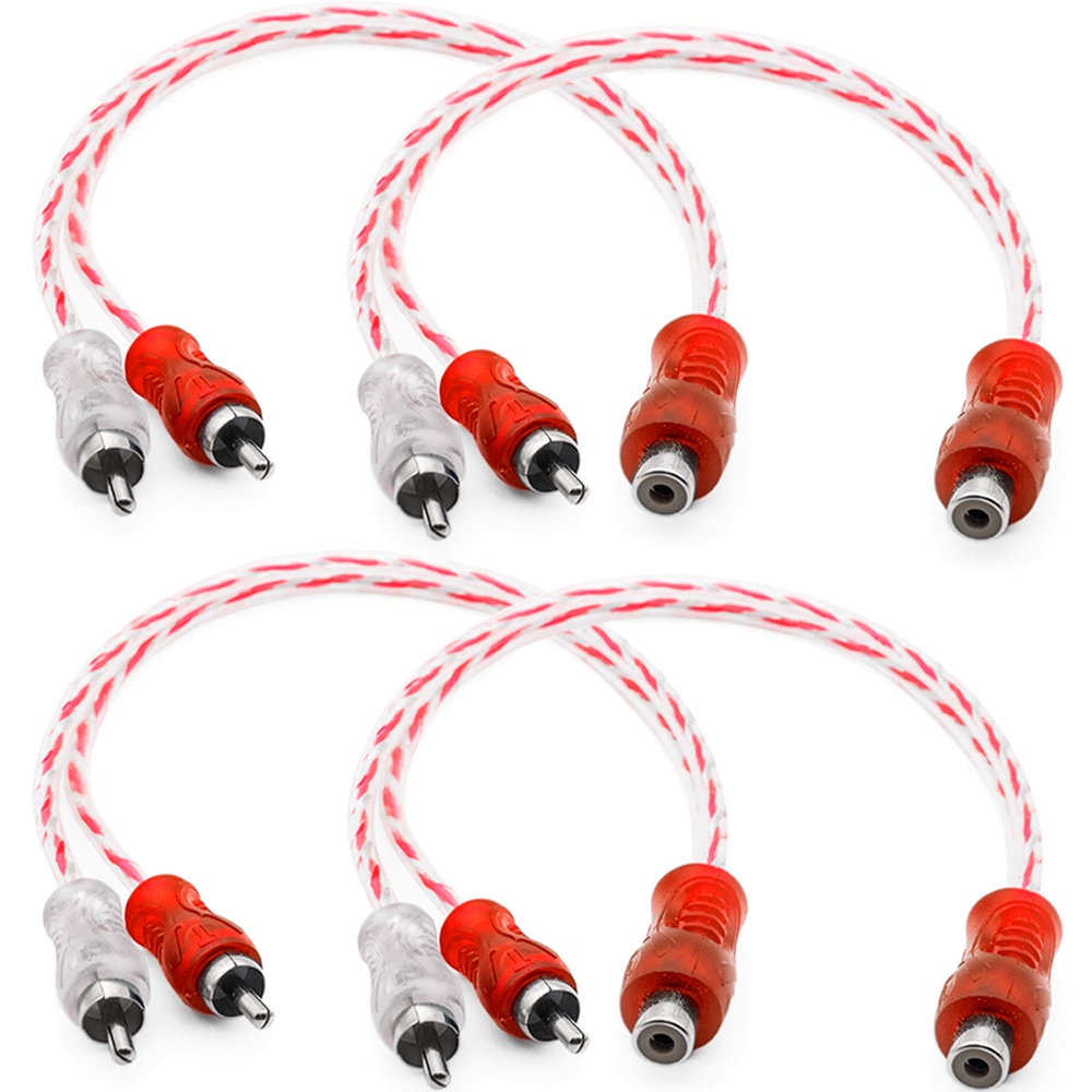 4 Cabo Y Rca Blindado 1 Femea 2 Macho Injetado Vermelho 4mm Som