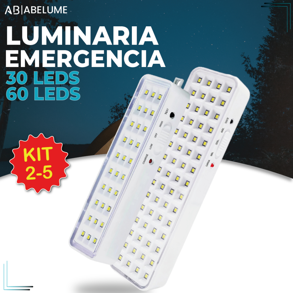5 Luminária Emergência Lâmpada 30 ou 60 Leds Recarregável Bivolt Luz — Decoração