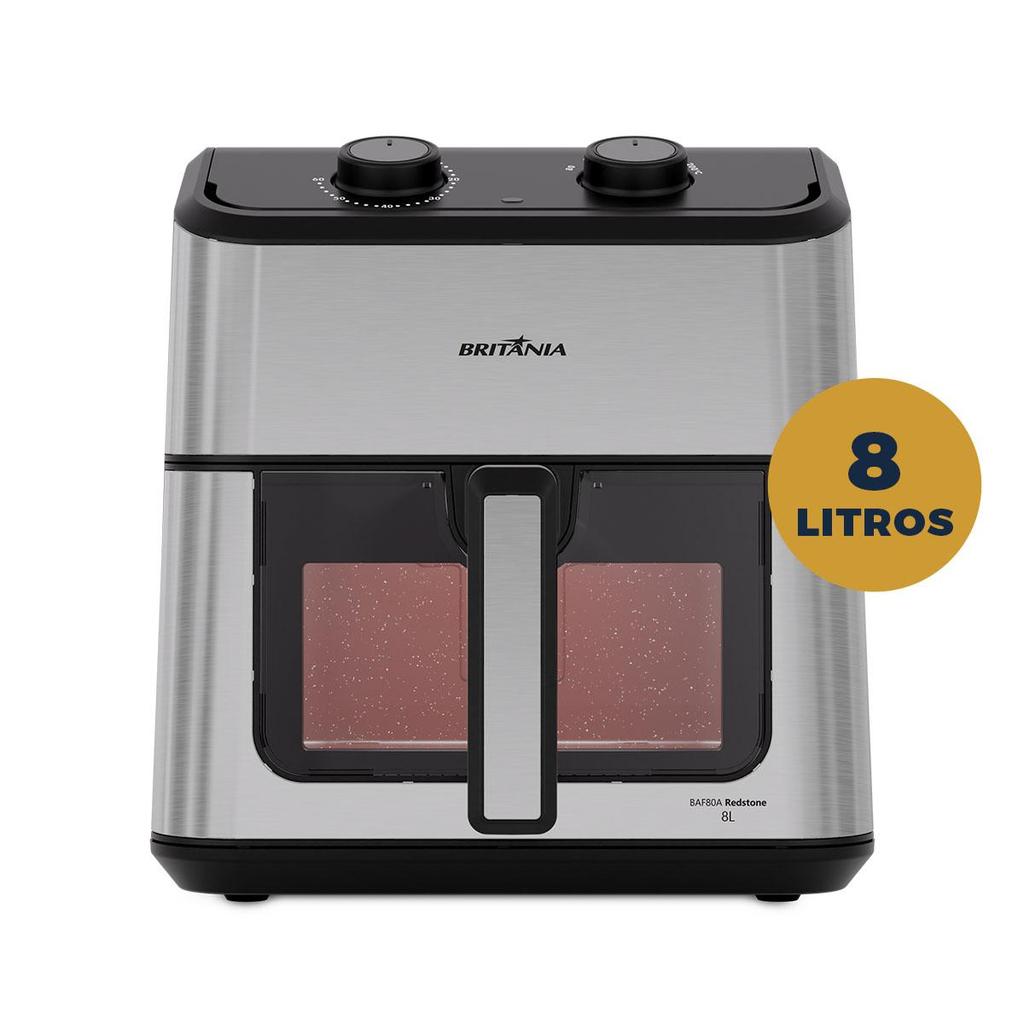 Air Fryer Britânia 8L Redstone Visor Glass BAF80A