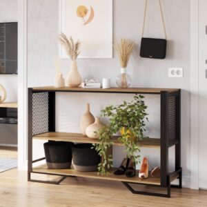 Aparador 2 Prateleiras Estilo Industrial Telado Marrom Preto Mel