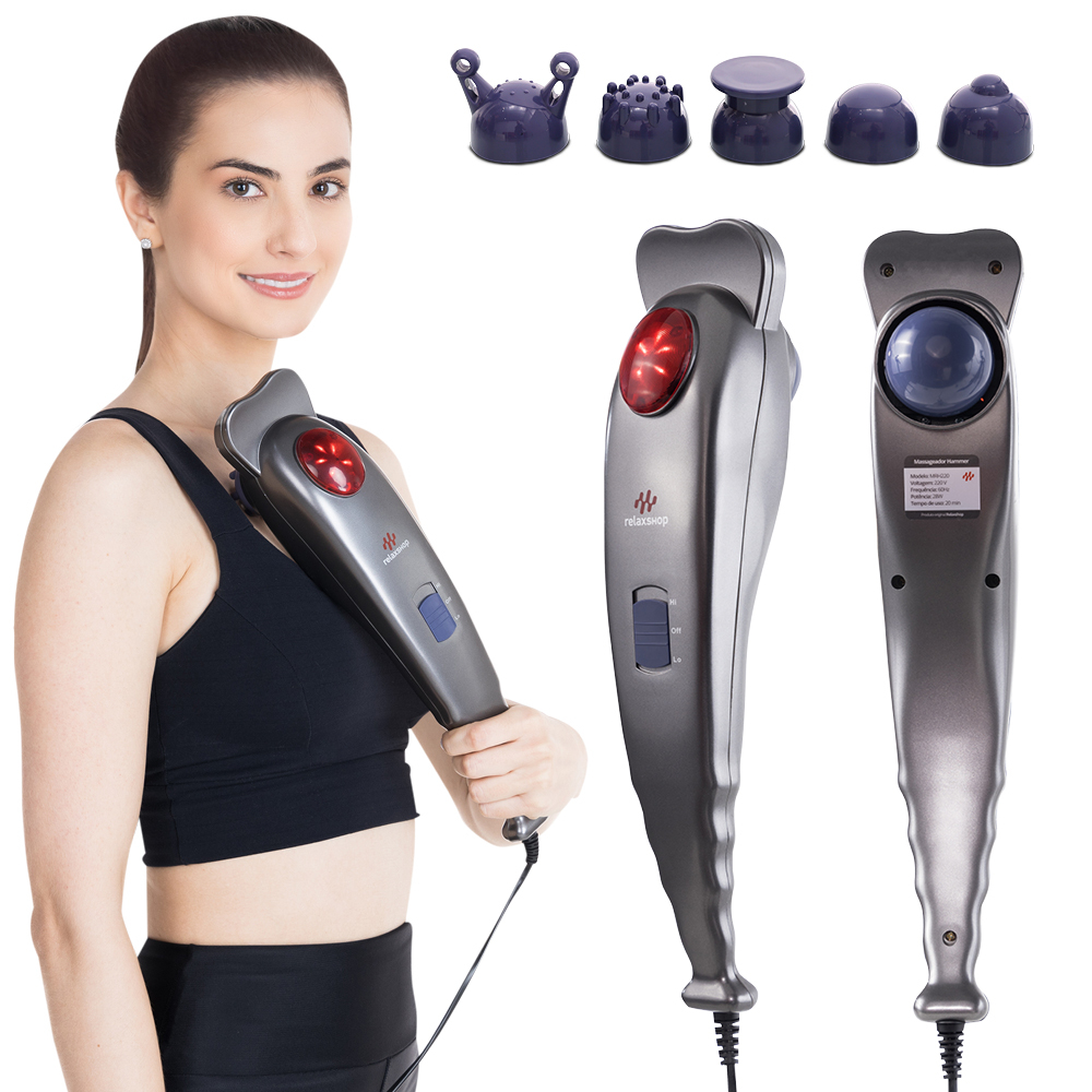 Aparelho Massageador Elétrico Corporal 5 Ponteiras Hammer Plus