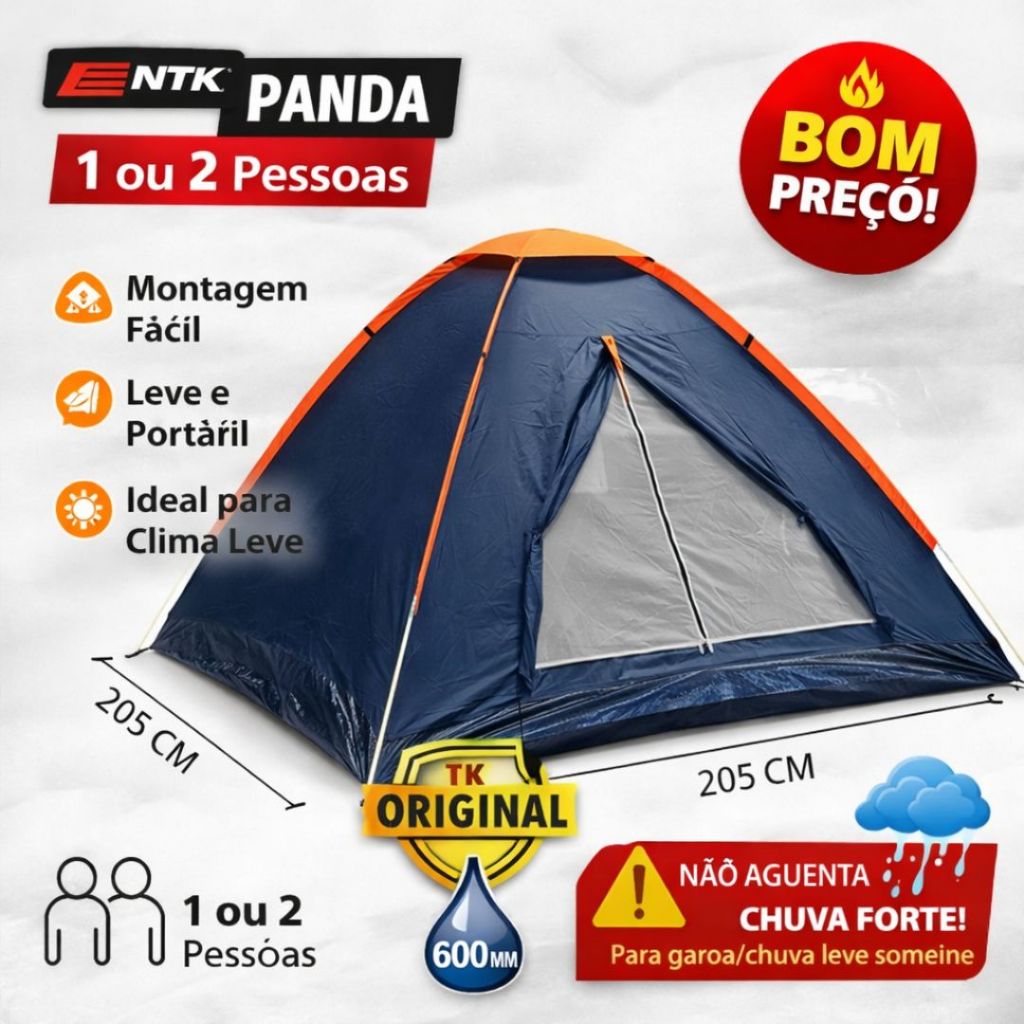 Barraca Camping Ntk Panda 2 Pessoas Leve Fácil Montagem Chuva Leve