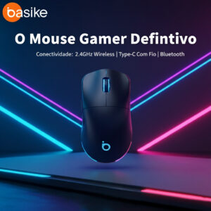 Basike Mouse Gamer Sem Fio RGB 3 Modos 2.4GHz Bluetooth 5.1 12000DPI