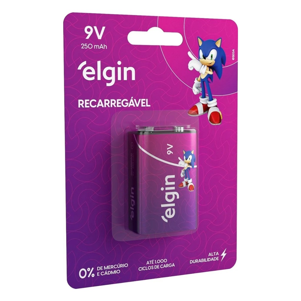 Bateria Recarregável 250mah 9v Sensor Brinquedo Elgin