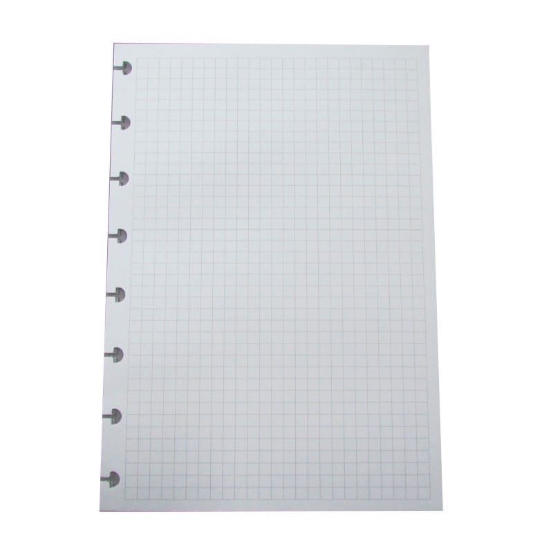 Bloco refil A5 quadriculado branco 90g com 50 folhas Caderno