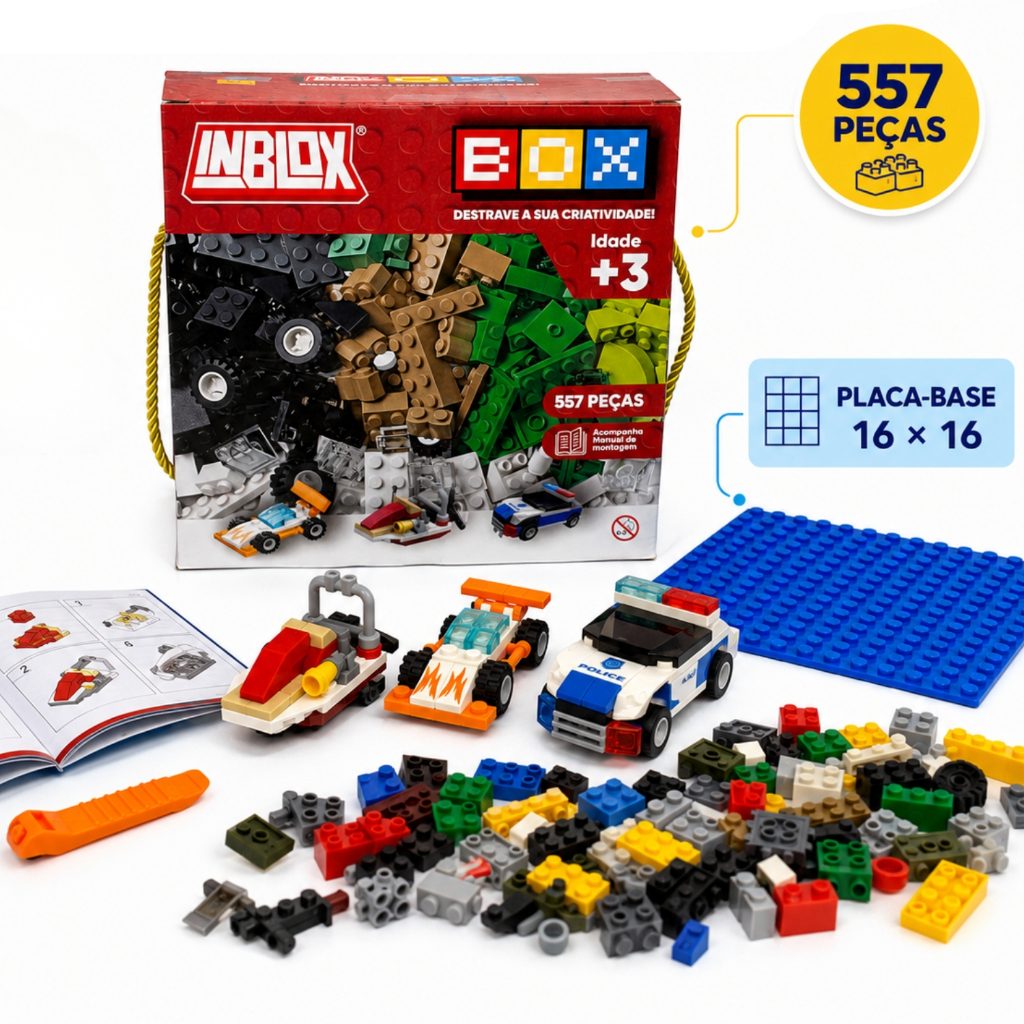 Blocos de Montar Inblox 557 Peças Educativo Construção Criativa