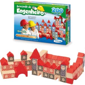 Blocos para Montar Brincando de Engenheiro 200 pçs Xalingo Brinquedo