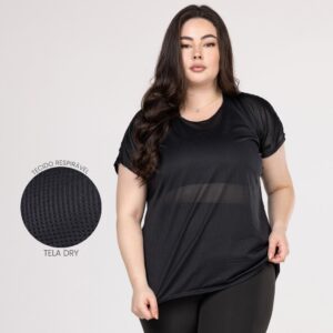 Blusa Plus Size Fitness Feminina Dry Camiseta Academia, Musculação e