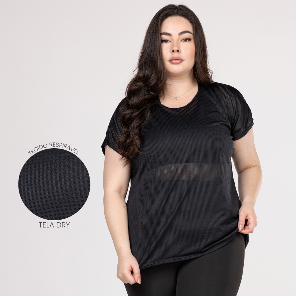 Blusa Plus Size Fitness Feminina Dry Camiseta Academia, Musculação e