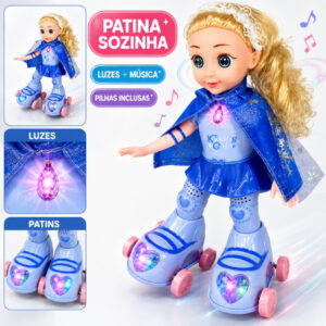 Boneca Patinadora Infantil Menina Anda Canta Dança Acende Luzes