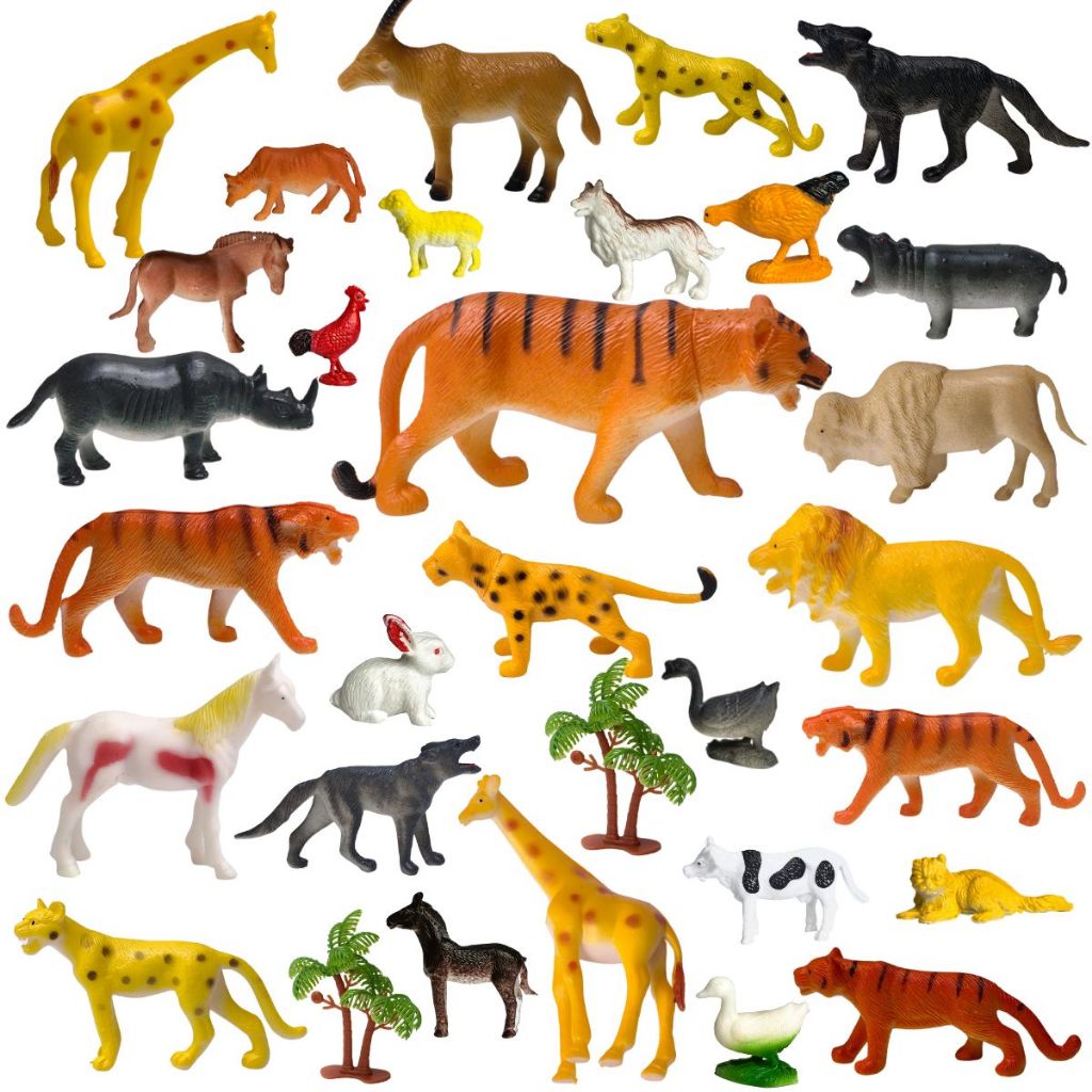 Brinquedo Animais Miniatura Floresta Fazenda Dinossauros Animais Em