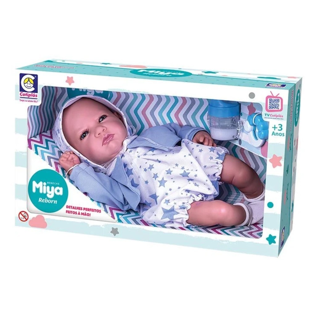 Brinquedo Boneca bebê miya reborn menino recém nascida Cotiplas 2648