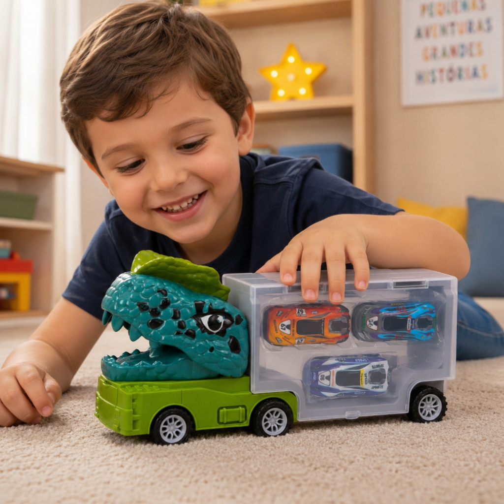 Brinquedo Carrinho Caminhão Dino C 3 Carrinhos De Fricção Para
