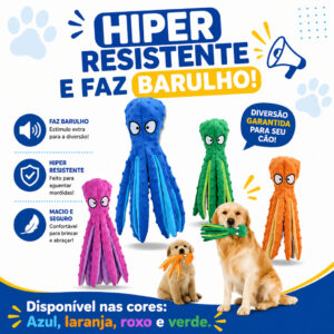 Brinquedo De Pelúcia P cães, Boneco Polvo C Som Resistente