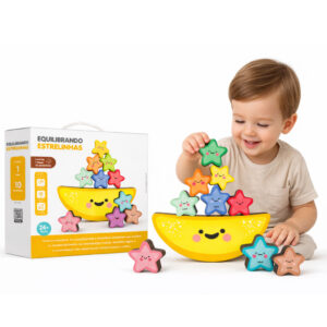 Brinquedo Educativo Equilibrando Estrelinhas Madeira Coordenação