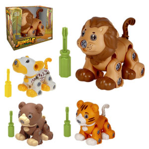 Brinquedo Educativo Monta e Desmonta Animais Selvagens Com Chave de