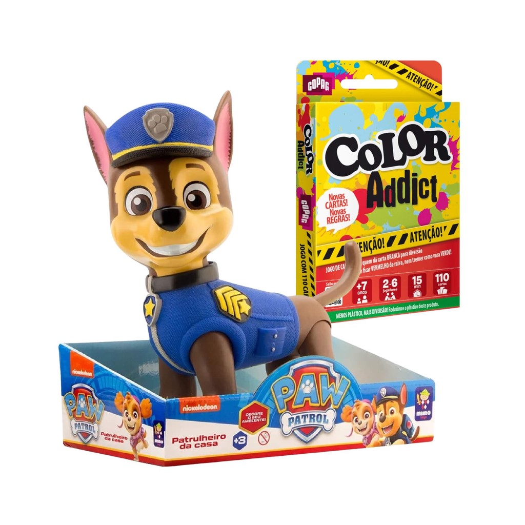 Brinquedo Infantil Boneco Chase 40cm Patrulha Canina Brinde Jogo de