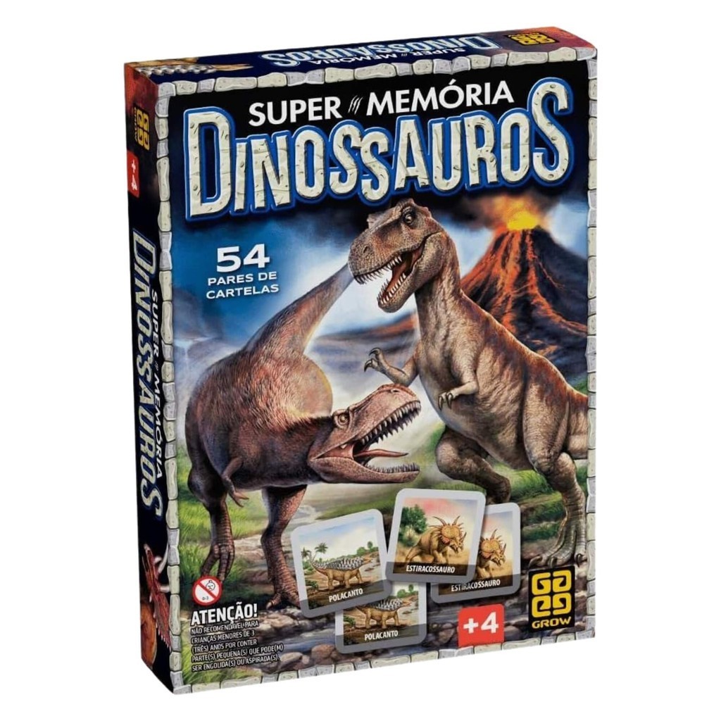 Brinquedo Jogo de Cartas Supermemória Dinossauros Grow 04210