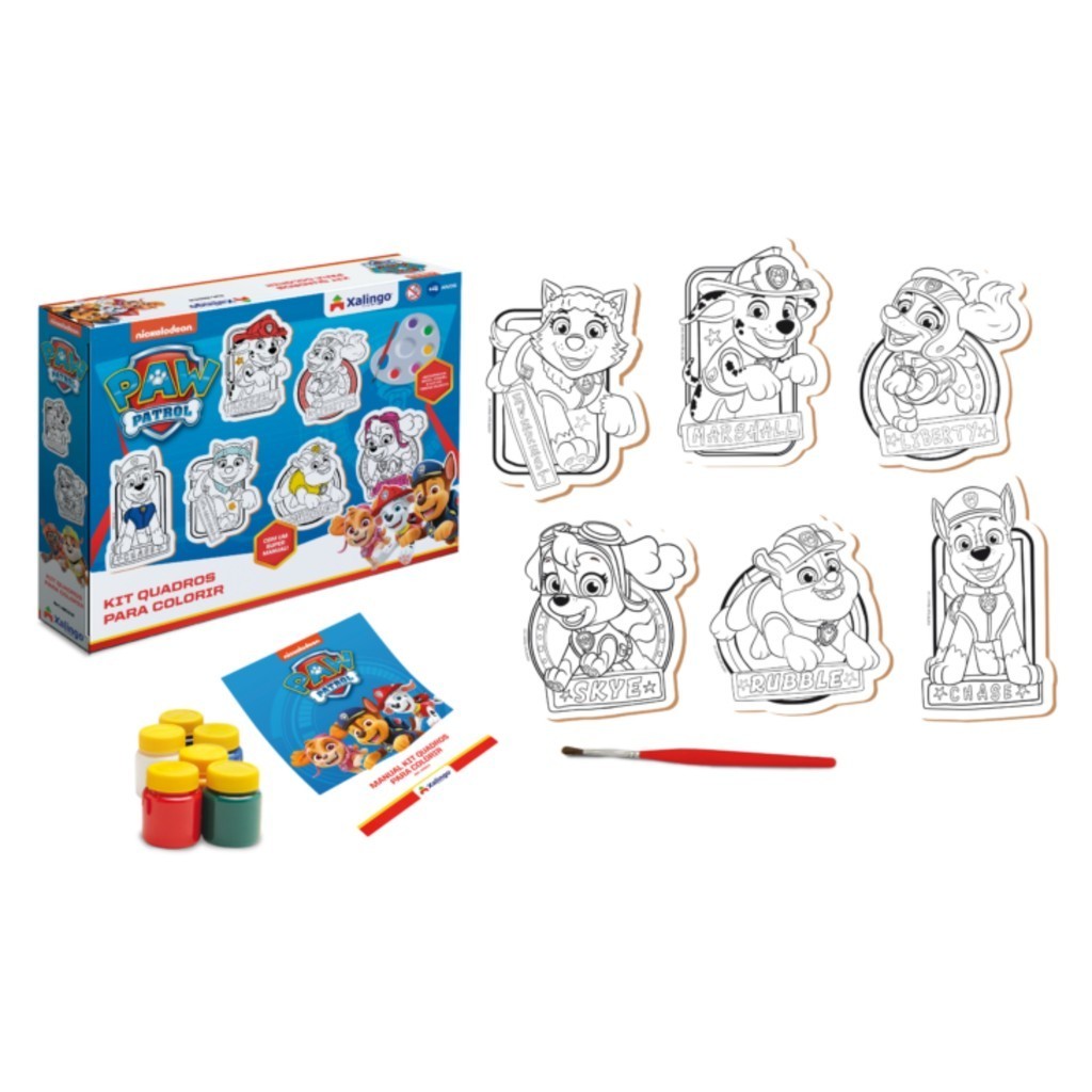 Brinquedo Kit 6 Quadros para Colorir da Patrulha Canina 6 Tintas — Games e Brinquedos