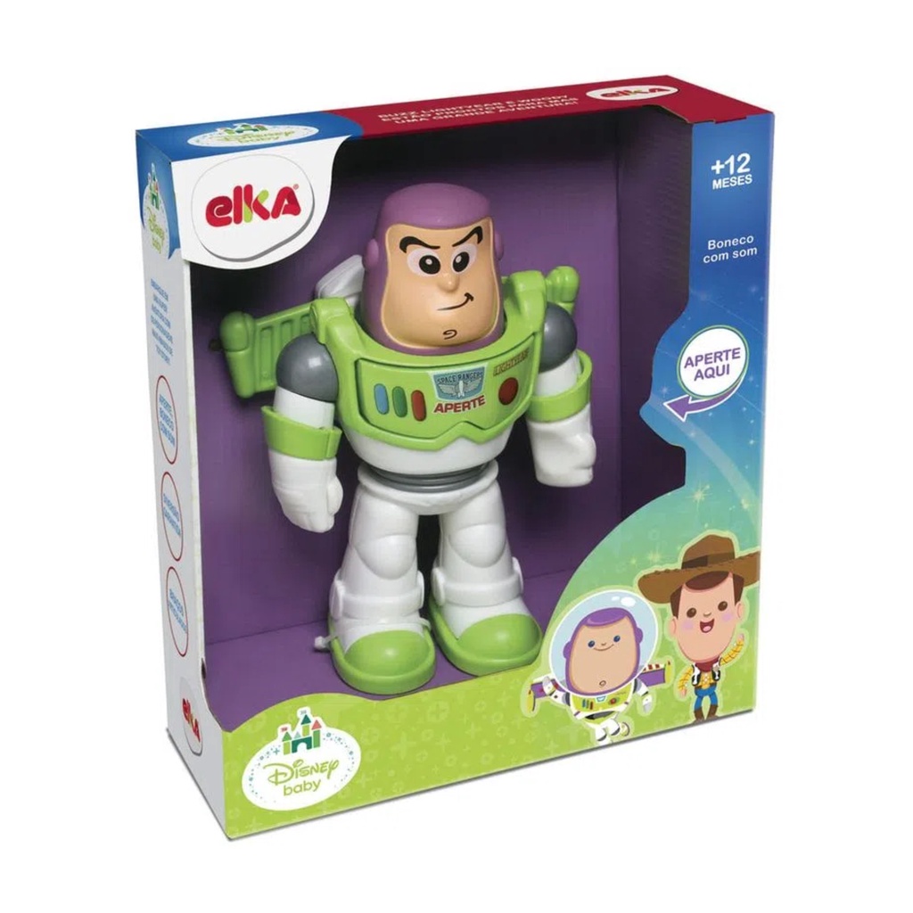 Brinquedo Meu Amigo Buzz Lightyear 23cm Vinil com Som Toy Story Elka