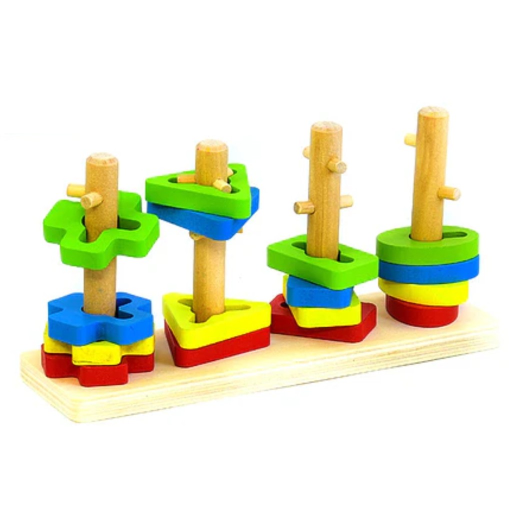Brinquedo Montessori Torre De Encaixe Educativo Pirâmides Interativas