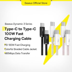 Cabo Baseus 100W PD USB C Para Tipo iPhone15 Carregador De