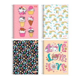 Caderno espiral capa dura universitário 1×1 80 folhas Spice Feminino
