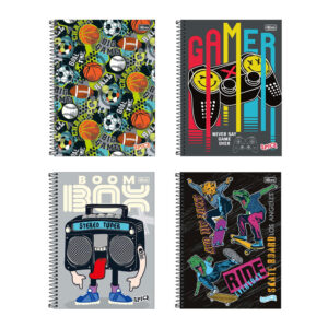 Caderno espiral capa dura universitário 1×1 80 folhas Spice Masculino