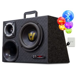 Caixa Amplificada Trio Sub 8 300rms Som Automotivo Bt Usb
