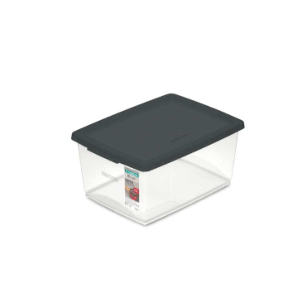 Caixa Organizadora 15L Plástica Cristal com tampa Concreto My Closet — Organização