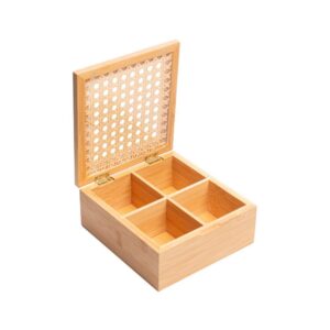 Caixa Organizadora Wolff Bambu 17cm com Divisórias e Tampa em Treliça
