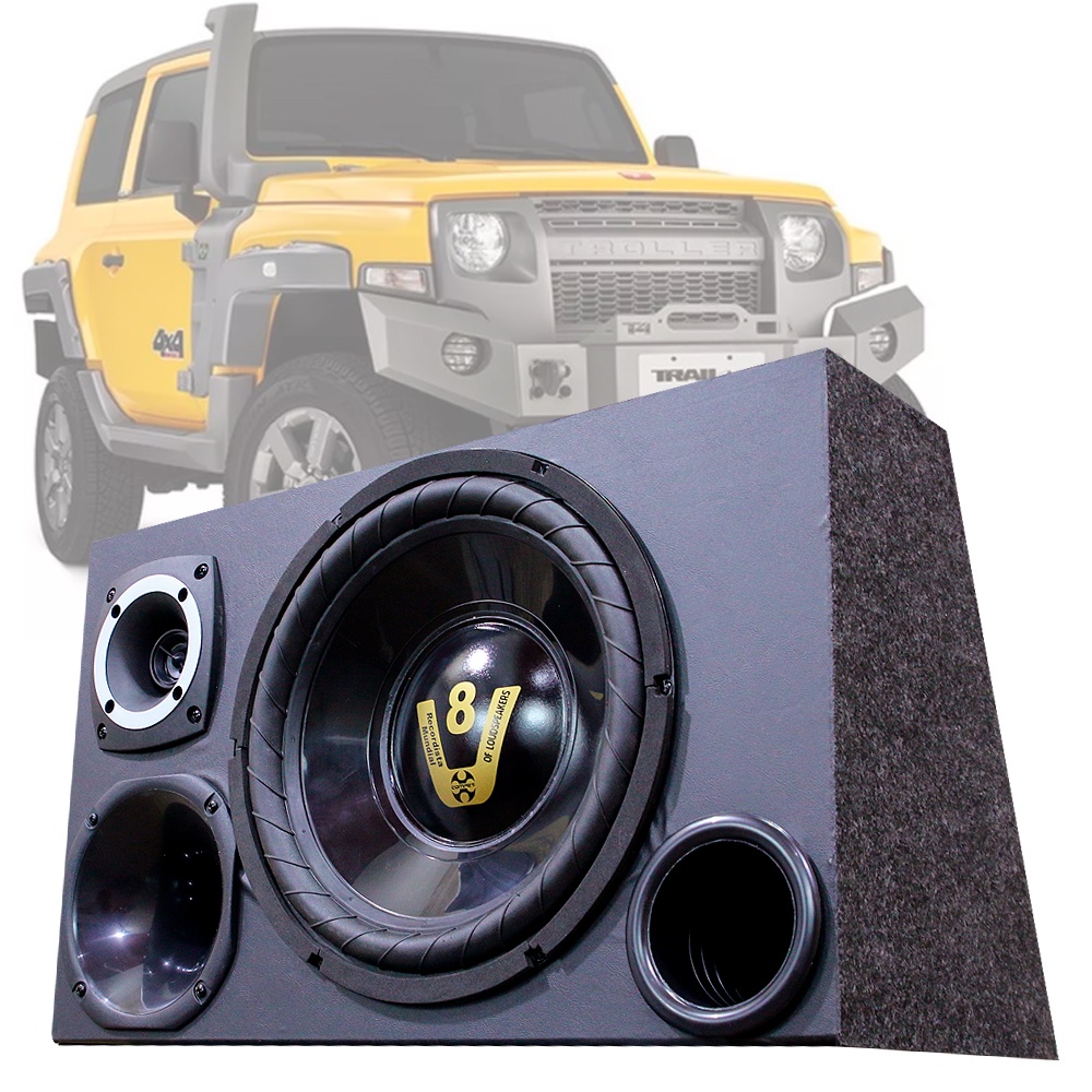 Caixa Trio Som Automotivo Trio Completa Subwoofer Ideal Troller