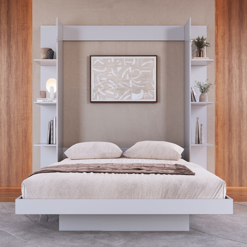 Cama Casal Vancouver Articulável 8 Prateleiras Branco Art In Móveis