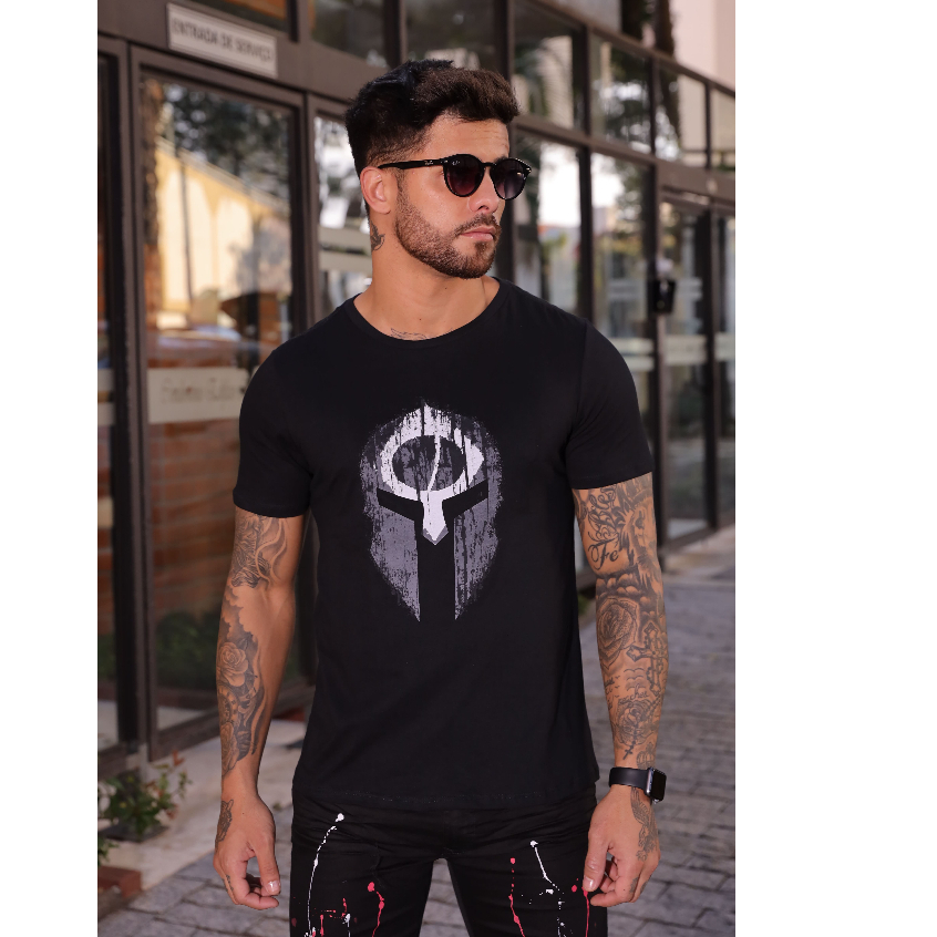 Camiseta Masculina Capacete Esparta Brasil 100% Algodão Premium