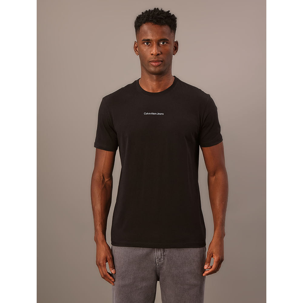 Camiseta Masculina de Algodão Estampa Logo Centralizado Calvin Klein
