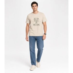 Camiseta Masculina em Meia Malha Diametro Bege