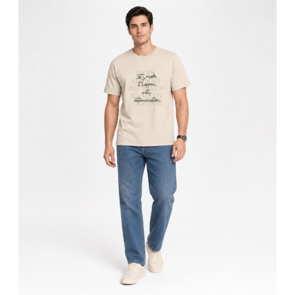 Camiseta Masculina em Meia Malha Diametro Bege