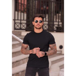 Camiseta Masculina Preta Lisa Básica 100% Algodão Premium