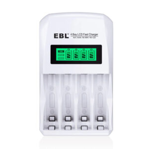 Carregador De Pilhas Ebl 4 Slots AA Aaa Com Tela Lcd