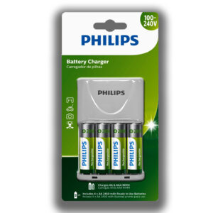Carregador e 04 Pilha AA 2450mAh Philips Recarregavel 2A pequena 1