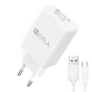 Carregador Usb 1Hora com Cabo Usb Tipo C 2.0A Branco
